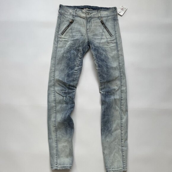 Guess Women’s Moto Zip Skinny Jeans In Light Wash Size 27 - Picture 2 of 13